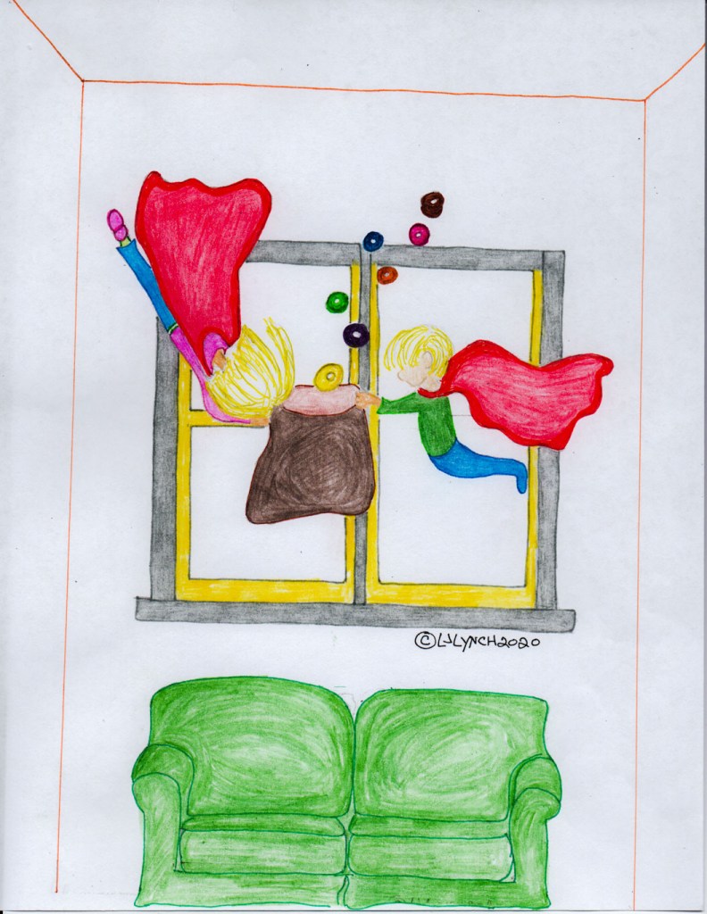 Donuts flying through the air Children's SuperHero stories