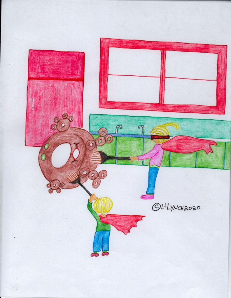 The SuperHeros roll the DonutMan far away Children's SuperHero stories