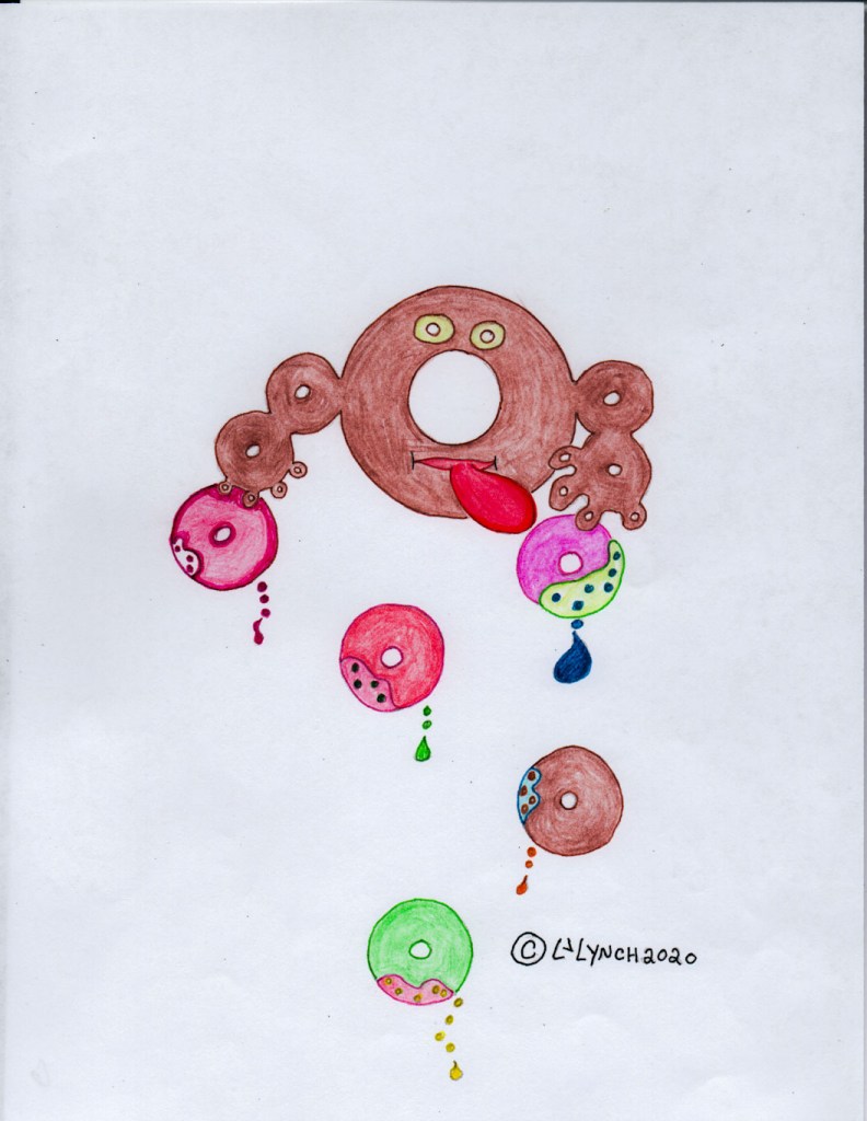 The DonutMan licking donuts CHildren's Super Hero stories