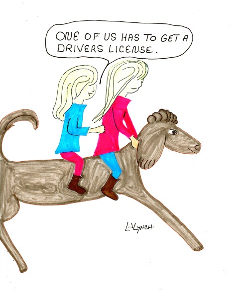 Riding To Town snootscartoons LJ Lynch