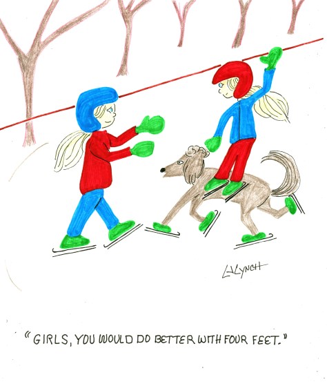 Zipline Ice Skating snootscartoons LJ Lynch